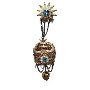 Vintage Signed Sterling By French Unique Pagoda Hanging Brooch (A1022)